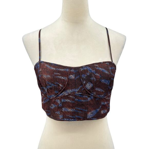 Ulla Johnson NWT Dalaney Bralette Tiger Dark Print Strappy Corset Crop Top - Picture 1 of 14